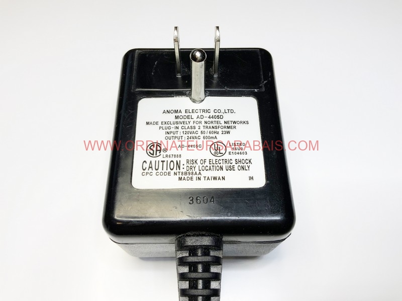 AD-4405D  AD-4405C  Adaptateur Transformateur NORTEL d'origine - 24VAC 600mA AD-4405D AD-4405C Adaptateur Transformateur NORTEL d'origine - 24VAC 600mA