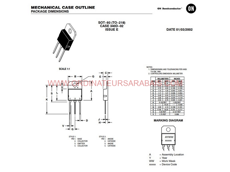 MBR3045PT 45V 30A Dual Schottky Diode Barrier Rectifier  Redresseur à double diode Schottky