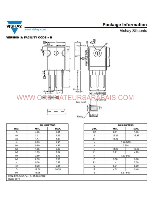 IRFP460LC 500V 20A Power MOSFET MOSFET de puissance IRFP460LC 500V 20A Power MOSFET MOSFET de puissance