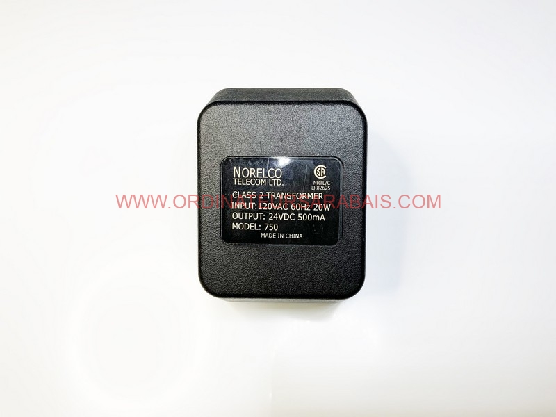 NORELCO ADAPTER MODEL 750 24VDC 500mA | Adaptateur Transformateur CSA Classe 2 NORELCO ADAPTER MODEL 750 24VDC 500mA | Adaptateur Transformateur CSA Classe 2