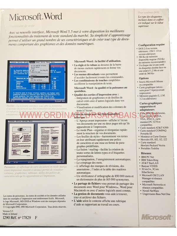 Microsoft Word 5.5 Complete W/Box and manuals - Original Genuine 16 floppy 5.25" disks Software