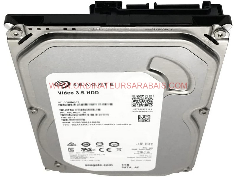 Seagate ST1000VM002 1TB SATA HARD DISK  Disque Dur Vidéo 3.5″ 5900 RPM 64MB Cache
