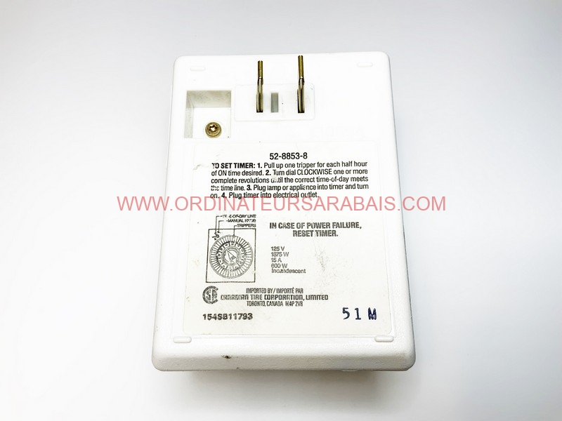 E10694 52-8853-8 Mastercraft Programmable Mechanical Indoor Timer - 24 hours